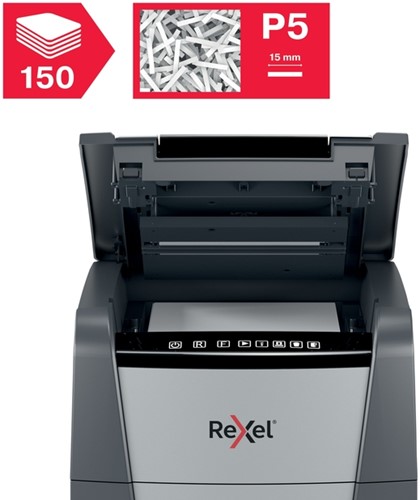 Papiervernietiger Rexel Optimum Auto+ 150M 2x15mm 1 Stuk-5