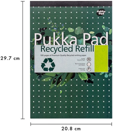 Schrijfblok Pukka A4 lijn 4-gaats 100 vel 80gr 1 Stuk-3