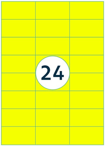 Etiket Rillprint 70x37mm fluor geel 2400st 100 Vel-3