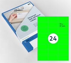 Etiket Rillprint 70x37mm fluor groen 2400st 100 Vel