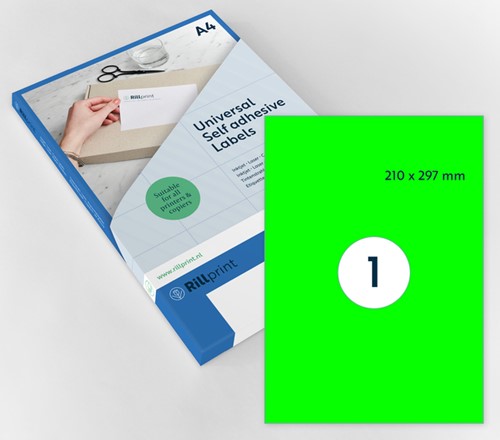 Etiket Rillprint 210x297mm fluor groen 100st 100 Vel