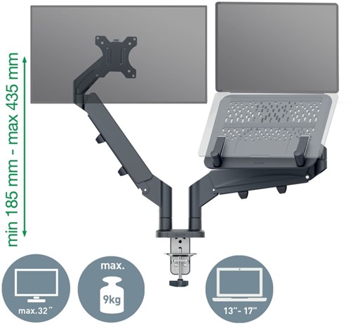 Monitor en laptoparm Leitz Ergo donkergrijs 1 Stuk-8