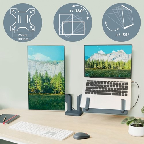 Monitor en laptoparm Leitz Ergo donkergrijs 1 Stuk-9