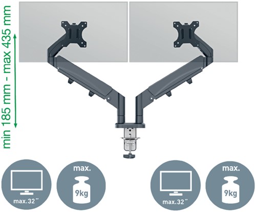 Monitorarm Leitz Ergo ruimtebesparend dubbel 1 Stuk-2