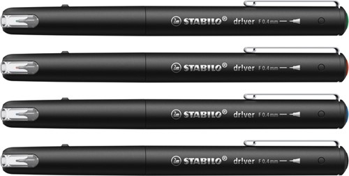 Fineliner STABILO dr!ver fijn assorti 4 stuks 4 Stuk-3