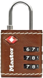 Hangslot Masterlock 3-cijfer TSA 30 mm bruin leer 1 Stuk