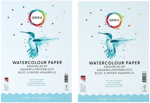 Aquarelblok Qrea A4 20vel 200gr gelijmd 20 Vel-2
