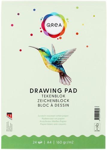 Tekenblok Qrea A4 24vel 160gr gelijmd 24 Vel