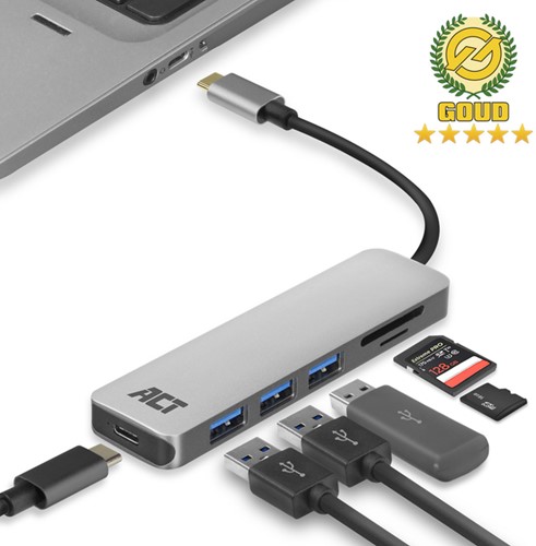 USB-C hub 3.0 3x USB-A cardreader PD 1 Stuk-2