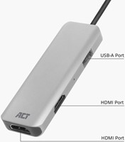 USB-C 4K multiport adapter voor 2 HDMI schermen 1 Stuk-3