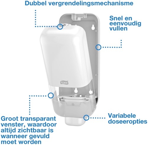 Zeepdispenser Tork S4 Elevation 1000ml wit 1 Stuk-3