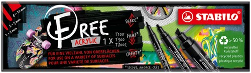 Acrylmarker STABILO Free Acrylic Mixed Tip zwart 1 Stuk-3