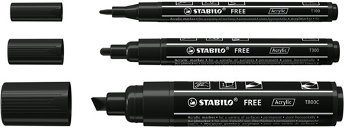 Acrylmarker STABILO Free Acrylic Mixed Tip zwart 1 Stuk-1