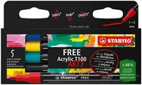 Acrylmarker STABILO Free Acrylic T100 Royal ass 5 Stuk