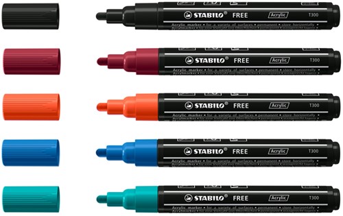 Acrylmarker STABILO Free Acrylic T300 Urban ass 5 Stuk-2
