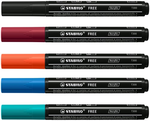 Acrylmarker STABILO Free Acrylic T300 Urban ass 5 Stuk-3
