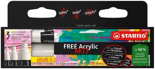 Acrylmarker STABILO Free Acrylic Mixed Tip wit 1 Stuk