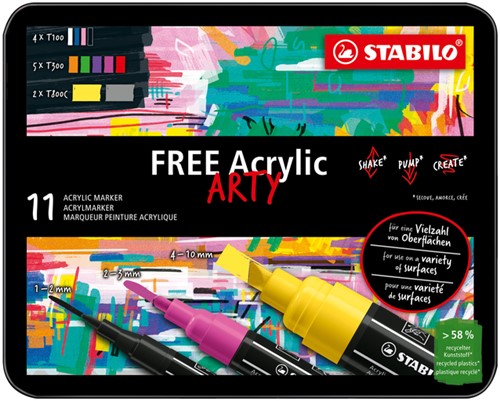 Acrylmarker STABILO Free Acrylic Starter Kit ass 11 Stuk