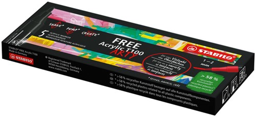 Acrylmarker STABILO Free Acrylic T100 zwart 1 Stuk-3