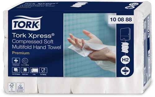 Handdoek Tork H2 Xpress compressed Premium 212x320 12 pak