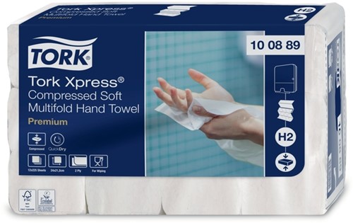 Handdoek Tork H2 Xpress compressed Premium 212x240 12 pak