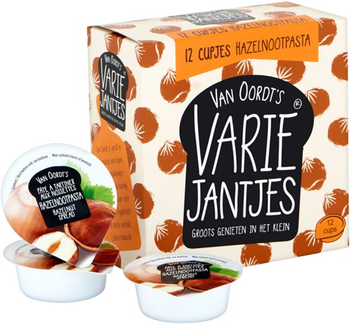 Hazelnootpasta VarieJantjes 12x15 gram cupjes 12 Stuk-3