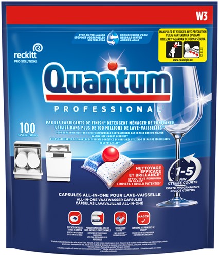 Vaatwastabletten Quantum Pro All-in-one 100 caps 100 Stuk