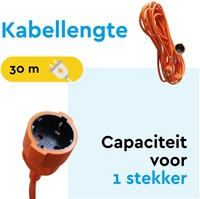 Verlengkabel BRASQ 30m oranje 1 Stuk-2