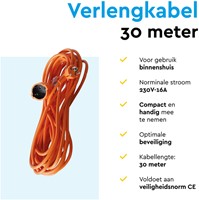 Verlengkabel BRASQ 30m oranje 1 Stuk-1