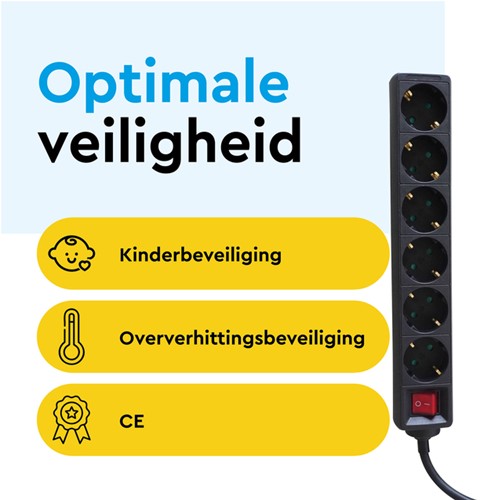 Stekkerdoos BRASQ 6 voudig 5 meter zwart 1 Stuk-2