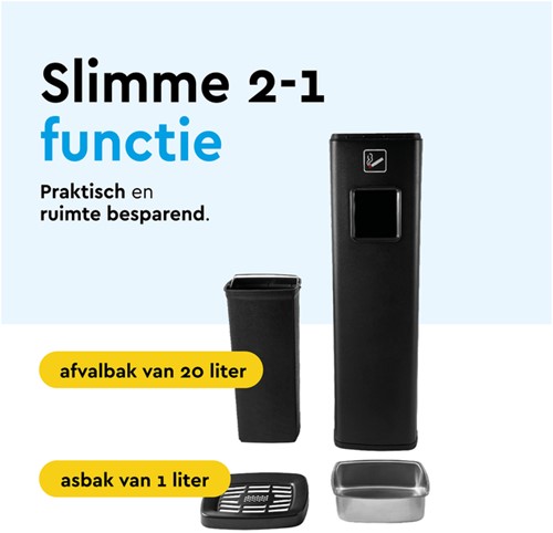 Afvalbak met asbak BRASQ 20 liter AT400 zwart 1 Stuk-1