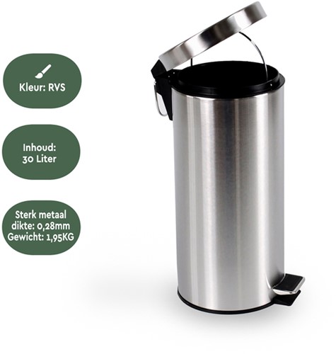 Pedaalemmer BRASQ 30 liter rvs 1 Stuk-3