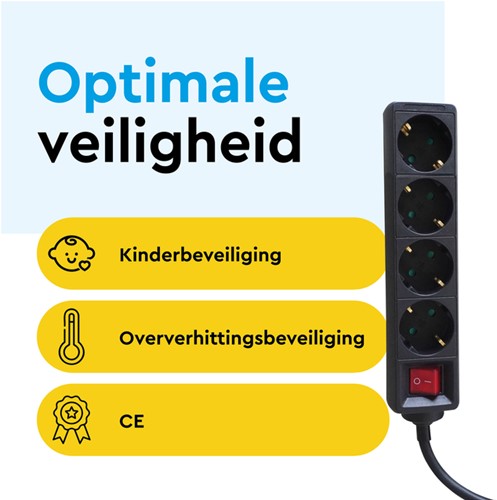 Stekkerdoos BRASQ 4 voudig 5 meter zwart 1 Stuk-3