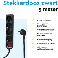 Stekkerdoos BRASQ 4 voudig 5 meter zwart 1 Stuk-2