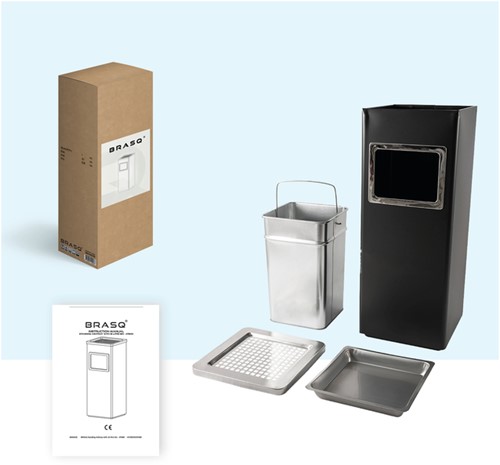 Afvalbak met asbak BRASQ 16 liter AT600 zwart 1 Stuk-3