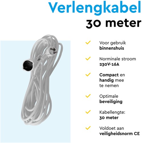 Verlengkabel BRASQ 30m wit 1 Stuk-1