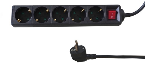 Stekkerdoos BRASQ 5 voudig 5 meter zwart 1 Stuk