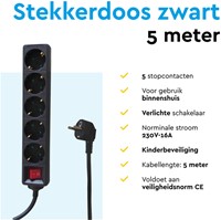Stekkerdoos BRASQ 5 voudig 5 meter zwart 1 Stuk-3
