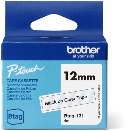 Labeltape Brother Ptouch Btag131 12mm transparant 1 Stuk