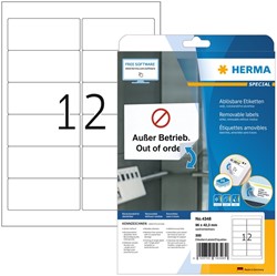 Etiket HERMA 4348 96x42.3mm wit 300 etiketten 25 Vel