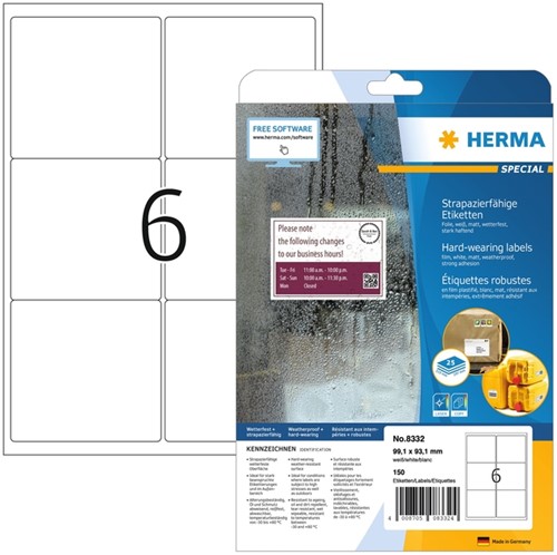 Etiket HERMA 8332 99.1x93.1mm weerbest wt 150st 25 Vel
