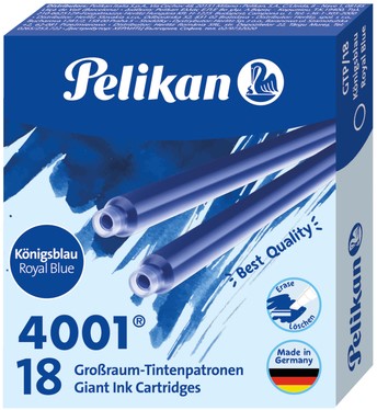 Inktpatroon Pelikan 4001 lang 18st koningsblauw 18 Stuk