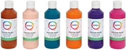 Plakkaatverf Qrea set à 6  fun kleuren 250ml 6 Stuk