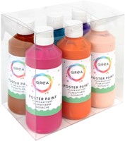 Plakkaatverf Qrea set à 6  fun kleuren 250ml 6 Stuk-2