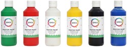 Plakkaatverf Qrea set à 6  standaard kleuren 250ml 6 Stuk
