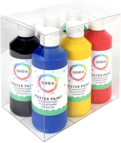Plakkaatverf Qrea set à 6  standaard kleuren 250ml 6 Stuk-3