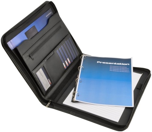 Schrijfmap DESQ A4 met rits en handvatten zwart 1 Stuk-1