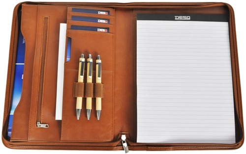 Schrijfmap DESQ A4 met rits bruin 1 Stuk-3