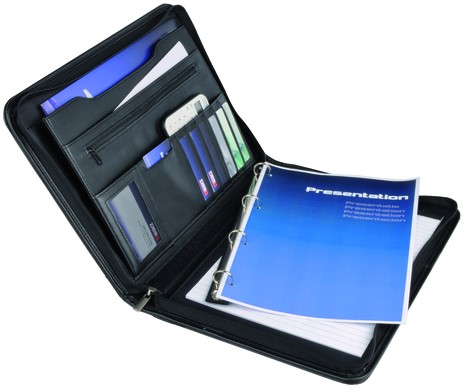 Schrijfmap DESQ A4 met rits ringmechaniek zwart 1 Stuk-2