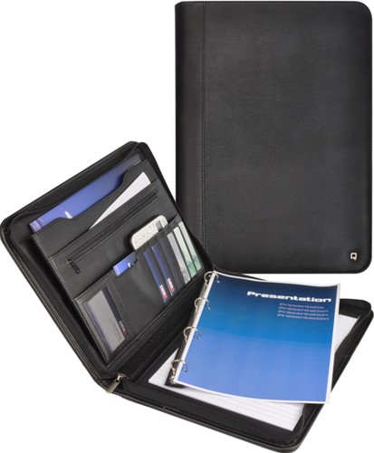 Schrijfmap DESQ A4 met rits ringmechaniek zwart 1 Stuk-3